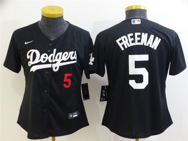 Women's Los Angeles Dodgers #5 Freddie Freeman Black Turn Back The Clock Jersey