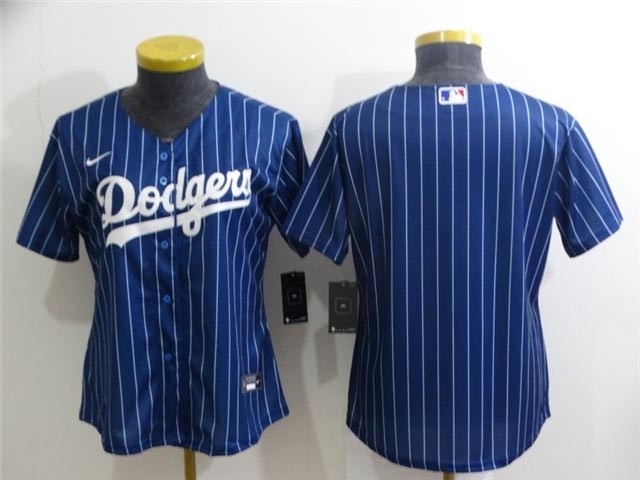 Women's Los Angeles Dodgers Blank Blue Pinstripe Cool Base Jersey