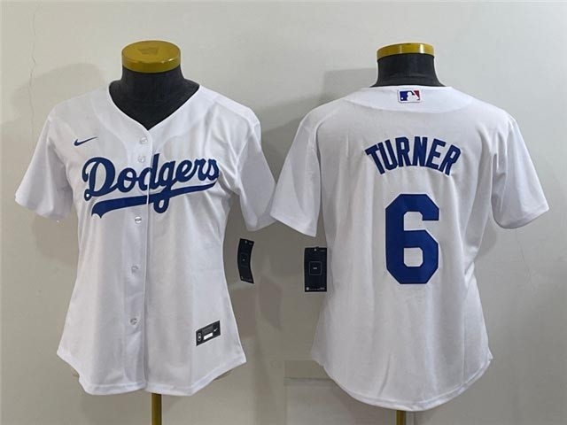 Women's Los Angeles Dodgers #6 Trea Turner White Cool Base Jersey