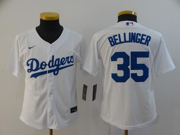 Youth Los Angeles Dodgers #35 Cody Bellinger White 2020 Nike Cool Base Jersey