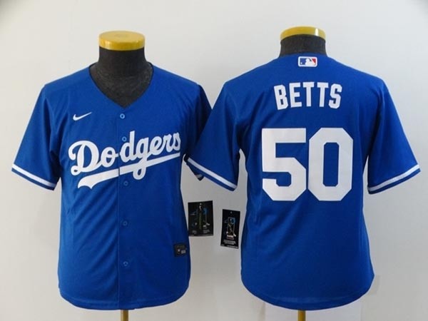 Youth Los Angeles Dodgers #50 Mookie Betts Royal blue 2020 Nike Cool Base Jersey