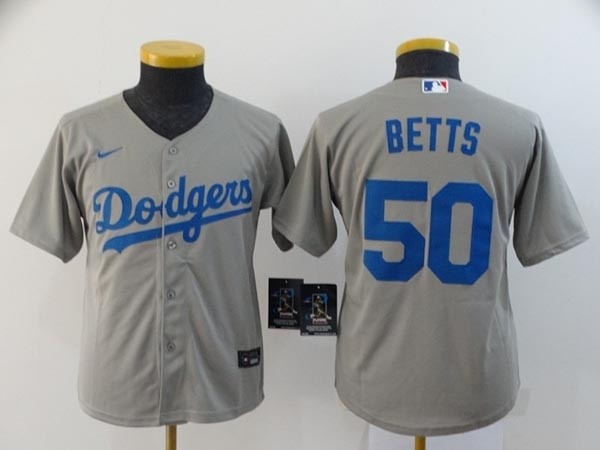 Youth Los Angeles Dodgers #50 Mookie Betts Grey 2020 Nike Cool Base Jersey