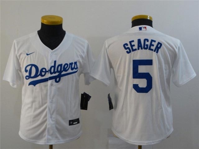 Youth Los Angeles Dodgers #5 Corey Seager White Cool Base Jersey