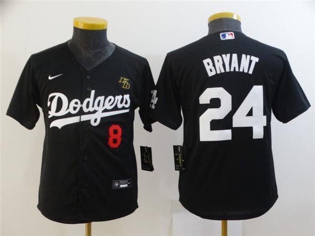 Youth Los Angeles Dodgers #24 Kobe Bryant Black KB Cool Base Jersey