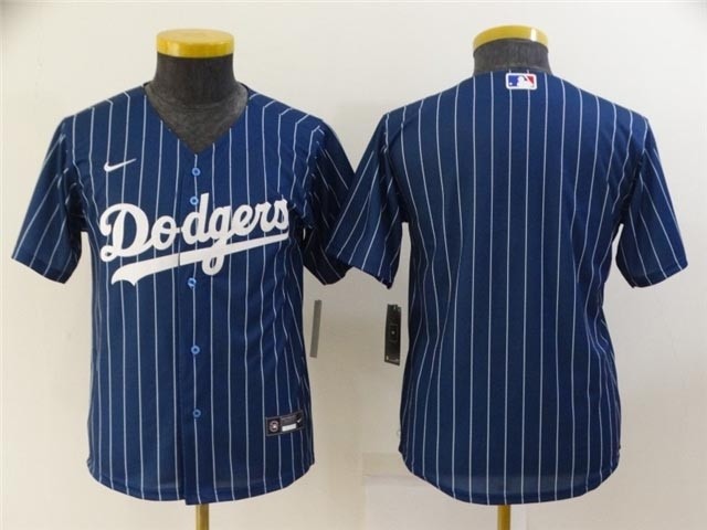 Youth Los Angeles Dodgers Blue Pinstripe Cool Base Jersey