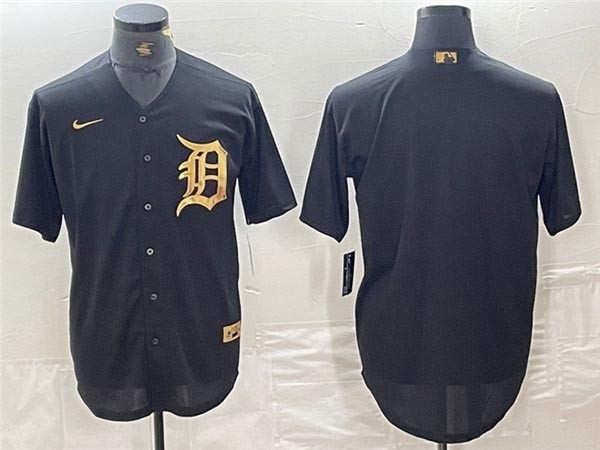 Men's Detroit Tigers Blank Black Gold Team Jersey