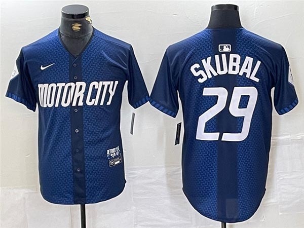 Men's Detroit Tigers #29 Tarik Skubal Navy 2024 City Connect Limited Jersey