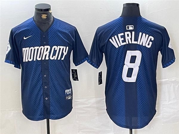 Men's Detroit Tigers #8 Matt Vierling Navy 2024 City Connect Limited Jersey