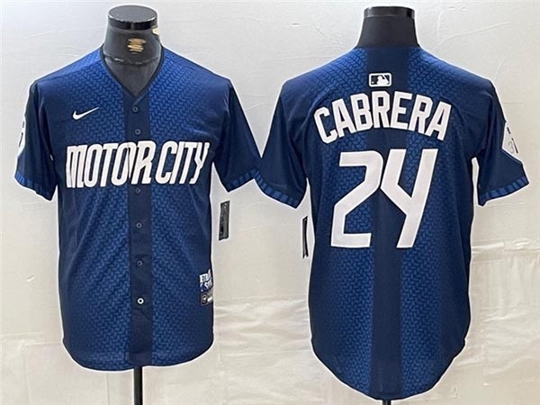 Men's Detroit Tigers #24 Miguel Cabrera Navy 2024 City Connect Limited Jersey