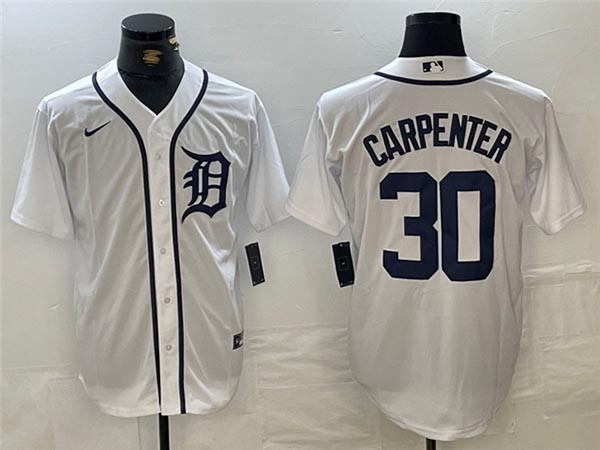 Men's Detroit Tigers #30 Kerry Carpenter White Limited Jersey