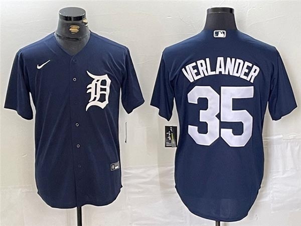 Men's Detroit Tigers #35 Justin Verlander Navy Limited Jersey