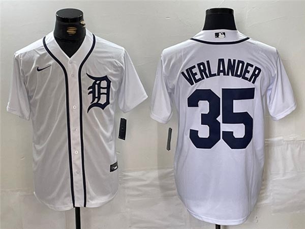 Men's Detroit Tigers #35 Justin Verlander White Limited Jersey