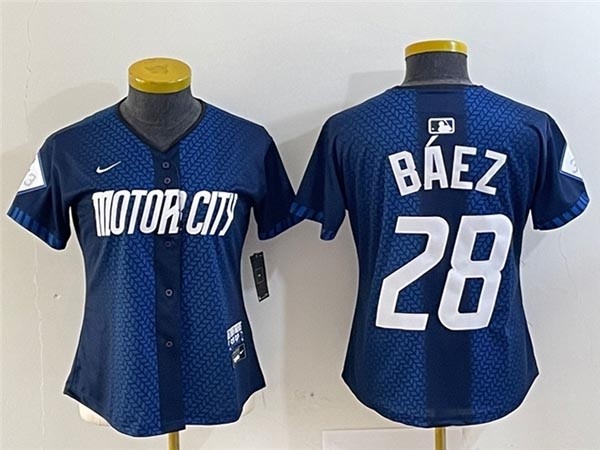 Women's Detroit Tigers #28 Javier Baez Navy 2024 City Connect Limited Jersey