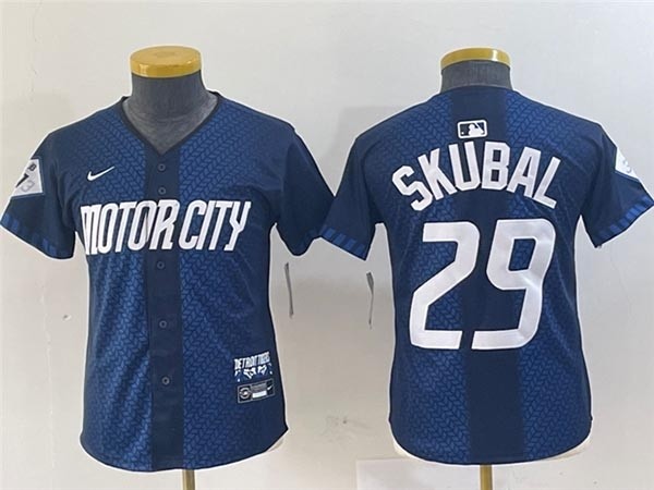 Youth Detroit Tigers #29 Tarik Skubal Navy 2024 City Connect Limited Jersey