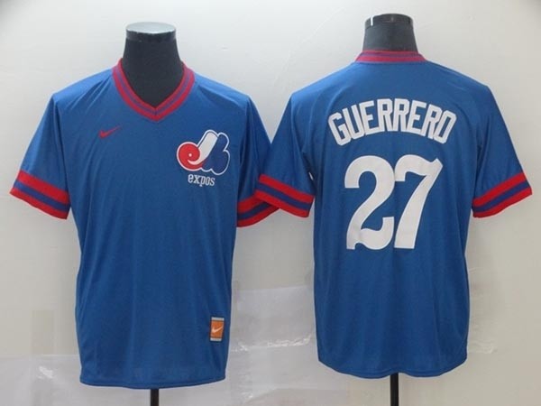 MLB Montreal Expos #27 Vladimir Guerrero Blue Nike Throwback Jersey