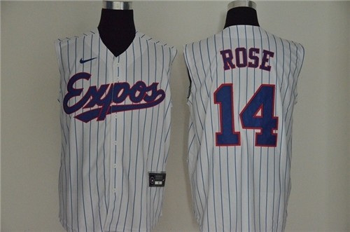 Montreal Expos #14 Pete Rose White Nike Cool Base Sleeveless Jersey