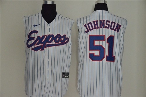 Montreal Expos #51 Randy Johnson White Nike Cool Base Sleeveless Jersey