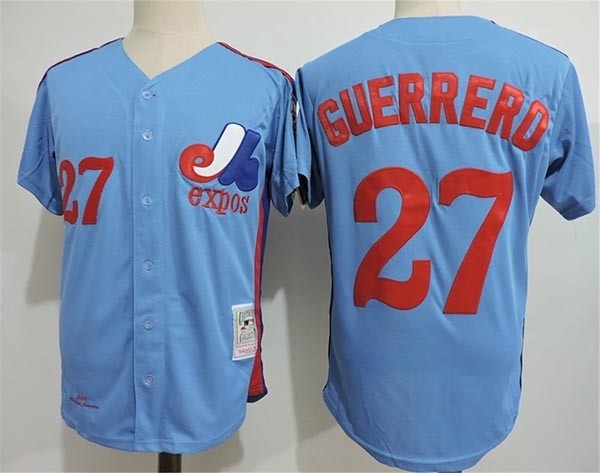 Men's Throwback Montreal Expos #27 Vladimir Guerrero Blue Cooperstown Collection MLB Jersey