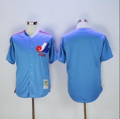 Men's Throwback Montreal Expos Blank Blue MLB Jersey