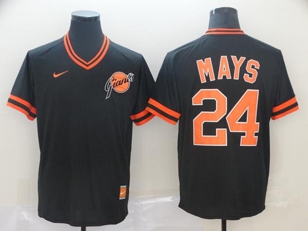 MLB San Francisco Giants #24 Willie Mays Black Nike Throwback Jersey