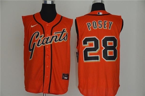 MLB San Francisco Giants #28 Buster Posey Orange Nike Cool Base Sleeveless Jersey