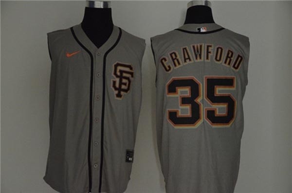 MLB San Francisco Giants #35 Brandon Crawford Gray Nike Cool Base Sleeveless Jersey