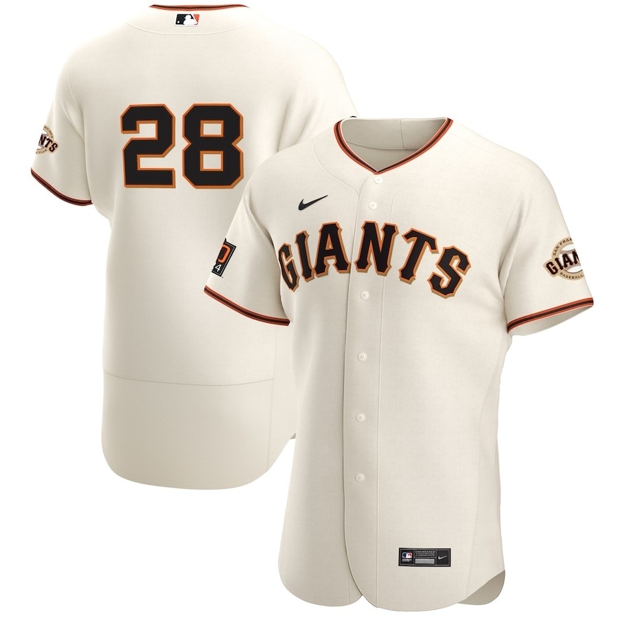 Men's San Francisco Giants #28 Buster Posey Nike Cream Home 2020 Authentic Player MLB Jersey