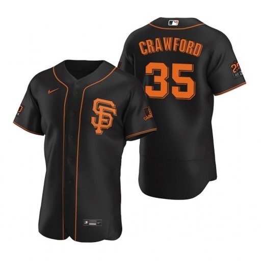 Men's San Francisco Giants #35 Brandon Crawford Nike Black Alternate 2020 Authentic Player MLB Jersey