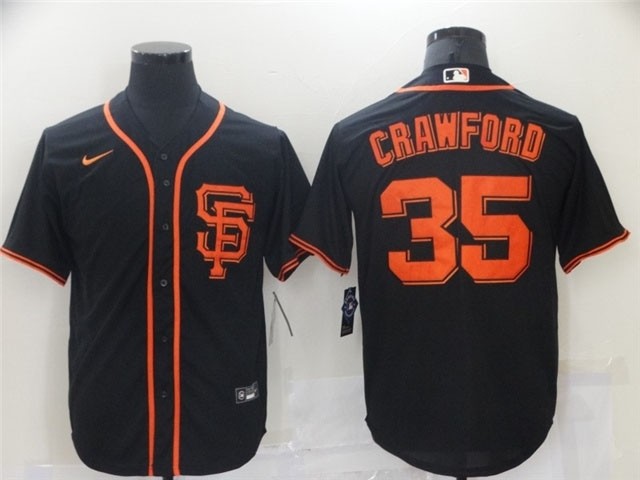 San Francisco Giants #35 Brandon Crawford Black Cool Base Jersey