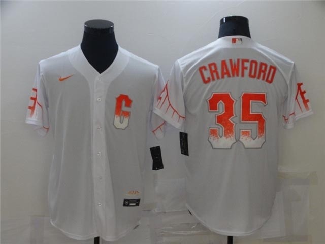 San Francisco Giants #35 Brandon Crawford White 2021 City Connect Cool Base Jersey