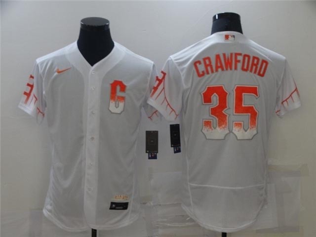 San Francisco Giants #35 Brandon Crawford White 2021 City Connect Flex Base Jersey