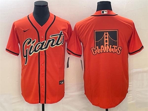 Men's San Francisco Giants Orange Team Big Logo San Francisco Bridge Cool Base Stitched Baseball Jersey