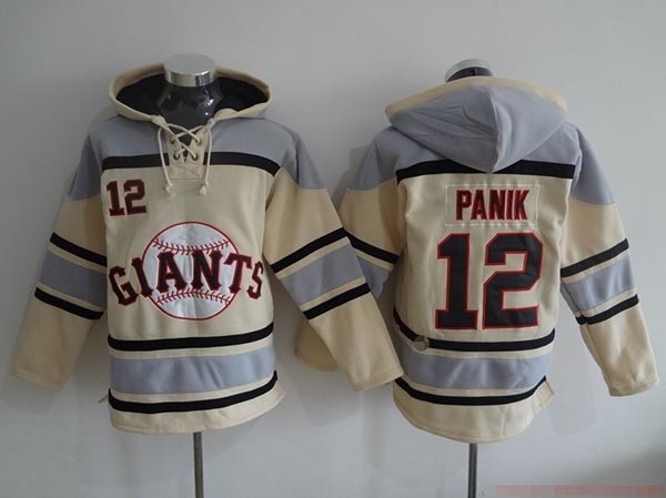 MLB San Francisco Giants #12 Joe Panik Cream All Stitched Hooded Sweatshirt