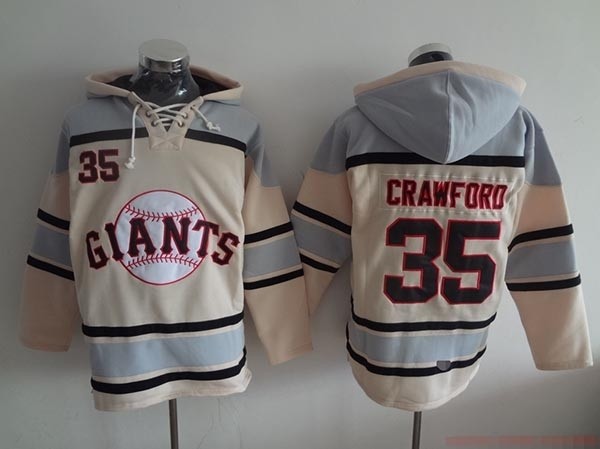 MLB San Francisco Giants #35 Brandon Crawford Cream All Stitched Hooded Sweatshirt