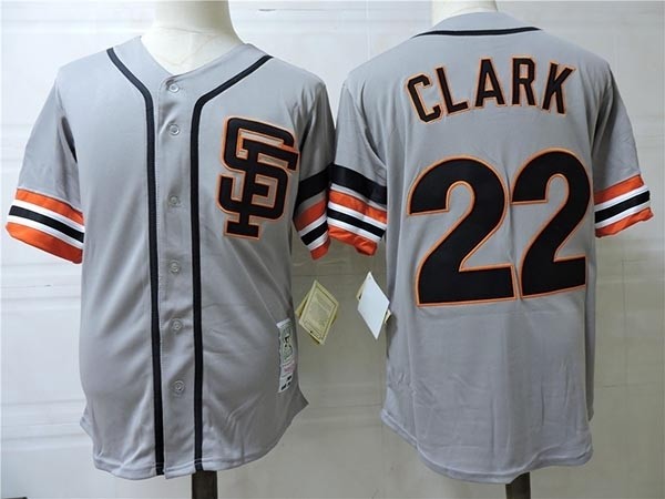 Men's Throwback San Francisco Giants #22 Will Clark Grey SF Cooperstown Collection MLB Jersey