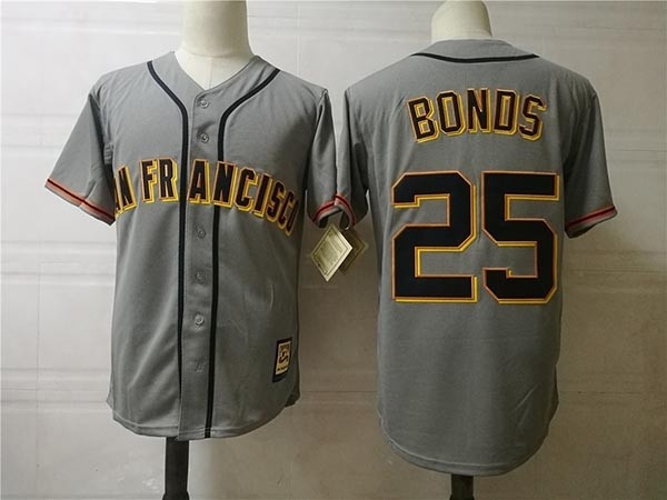 Men's Throwback San Francisco Giants #25 Barry Bonds Grey Cooperstown Collection MLB Jersey