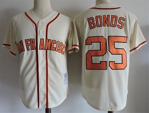 Men's Throwback San Francisco Giants #25 Barry Bonds Cream Cooperstown Collection MLB Jersey