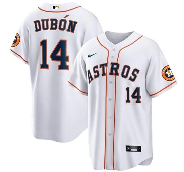 Men's Houston Astros #14 Mauricio Dubon White Cool Base Stitched Baseball Jersey