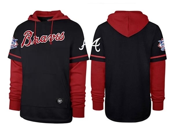 Men's Atlanta Braves Black Red Pullover Hoodie