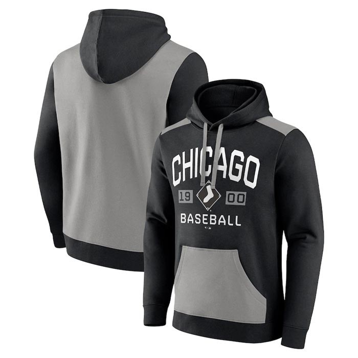 Men's Chicago White Sox Black Grey Chip In Pullover Hoodie