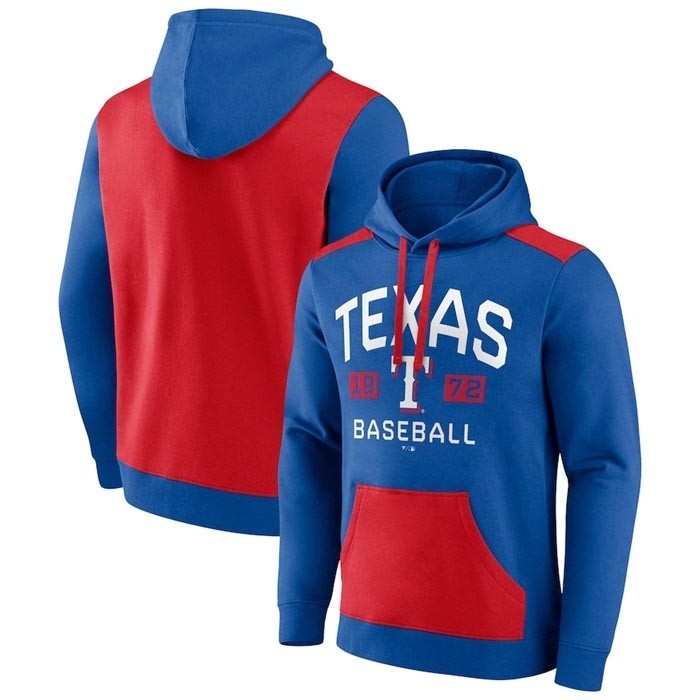 Men's Texas Rangers Royal Red Chip In Pullover Hoodie