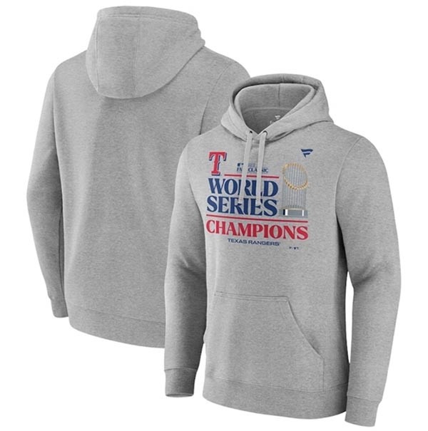 Men's Texas Rangers Heather Gray 2023 World Series Champions Locker Room Pullover Hoodie