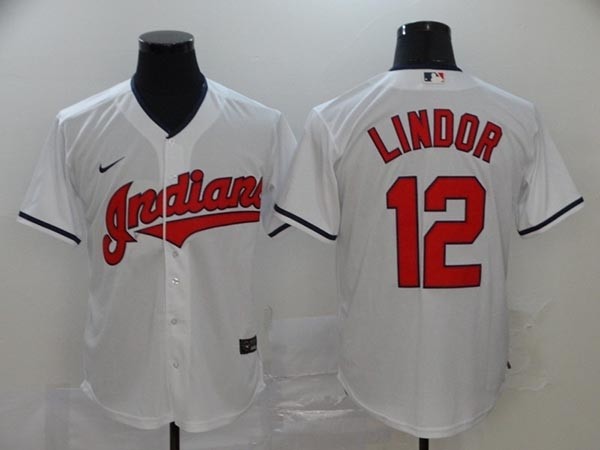 MLB Cleveland Indians #12 Francisco Lindor White 2020 Nike Cool Base Jersey