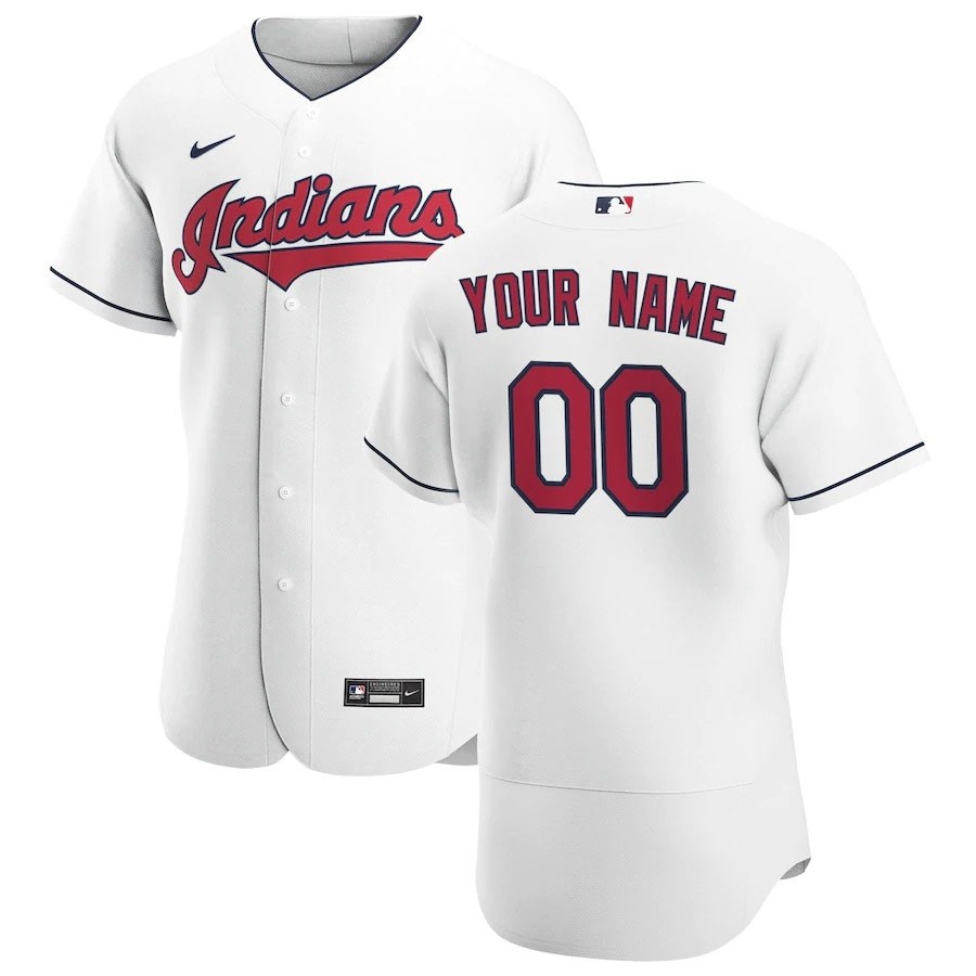 Men's Cleveland Indians Custom Nike White Home 2020 Authentic Flexbase MLB Jersey(Name and number remark in comment column)