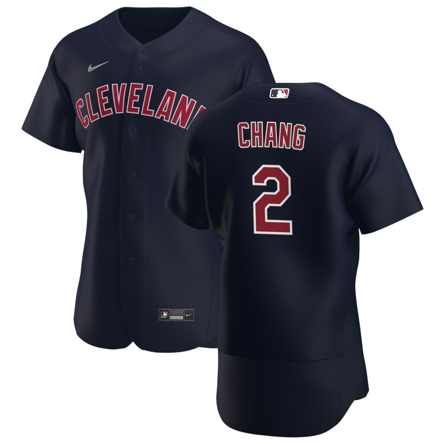 Men's Cleveland Indians #2 Yu Chang Nike Navy Alternate 2020 Authentic Player MLB Jersey