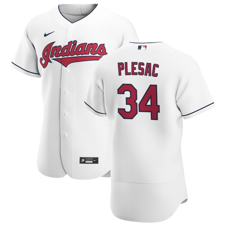 Men's Cleveland Indians #34 Zach Plesac Nike White Home 2020 Authentic Team MLB Jersey