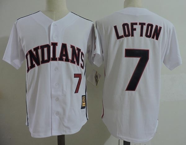 Men's Throwback Cleveland Indians #7 Kenny Lofton White Cooperstown Collection MLB Jersey