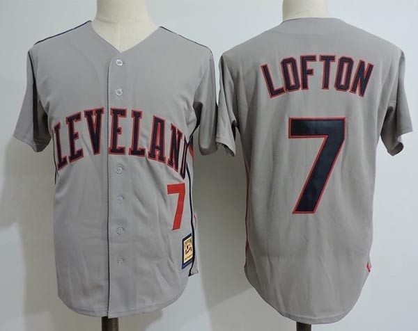 Men's Throwback Cleveland Indians #7 Kenny Lofton Grey Cooperstown Collection MLB Jersey