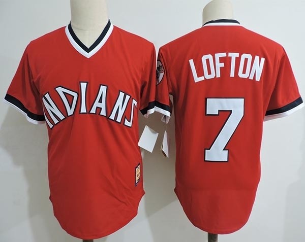 Men's Throwback Cleveland Indians #7 Kenny Lofton Red Cooperstown Collection MLB Jersey