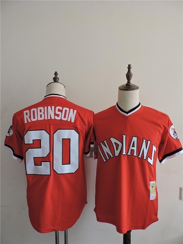 Men's Throwback Cleveland Indians #20 Frank Robinson Red Cooperstown Collection MLB Jersey